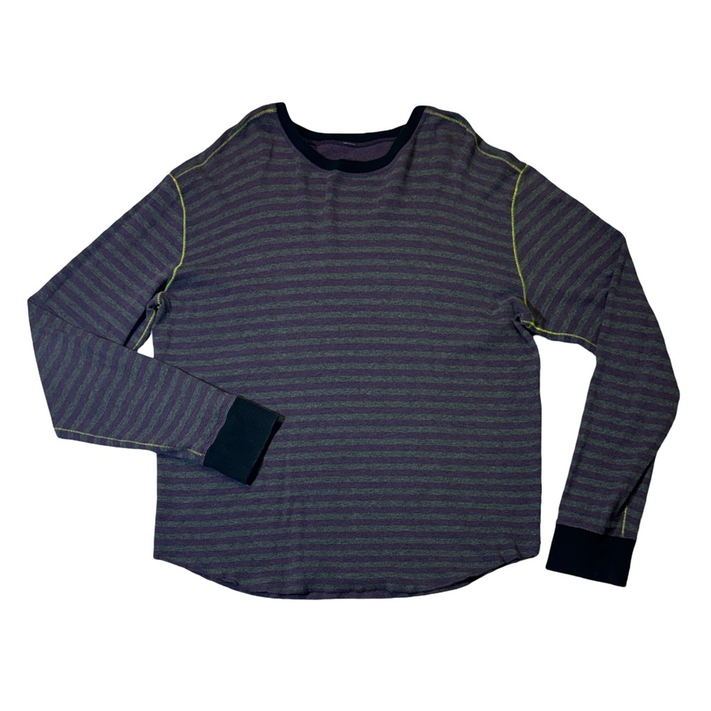 Lululemon men 2XL XXL purple gray stripe performance stretch long sleeve t-shirt